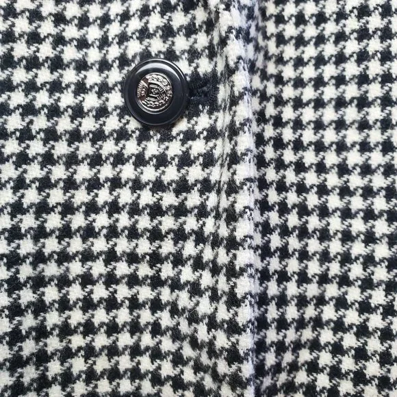 VINTAGE | Black White Checkered Gingham Plaid Wool Blend Blazer (Size XL) - Picture 3 of 10